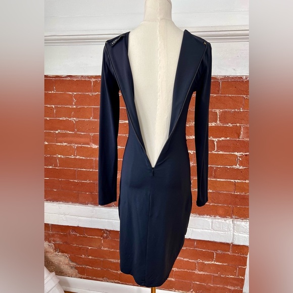 Aritzia Ten by Babaton Passion Faux Wrap Dress Fitted Side Ruched Mini Black - Picture 9 of 15